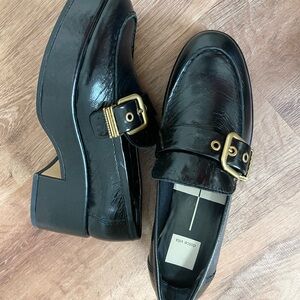NEW Dolce Vita Black Loafers with Gold Buckle